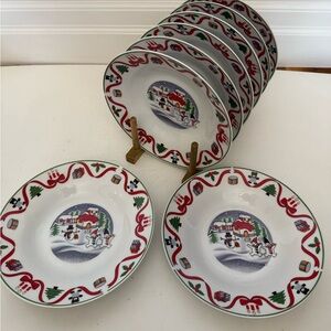 Set of 8 classic collection deer fine China Christmas holiday bowls